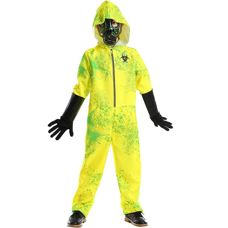 Halloween Zombie Cosplay Costume Horror Jumpsuit Biohazard Protective Clothing Splash Printing Bodysuit-Pajamasbuy