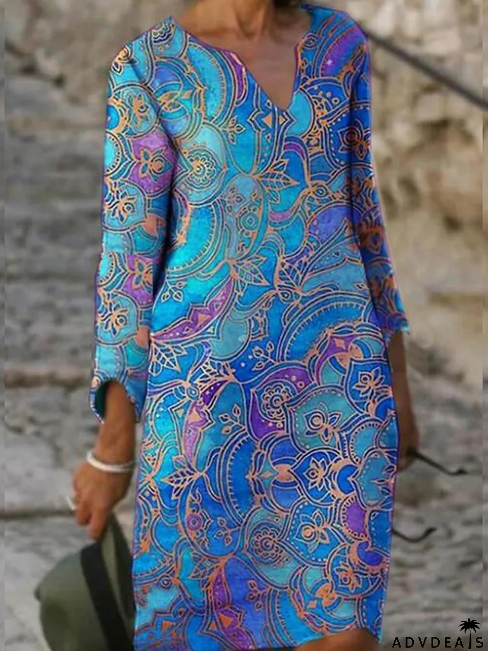 Women's Shift Dress Knee Length Dress Long Sleeve Print Fall Spring Casual Dress