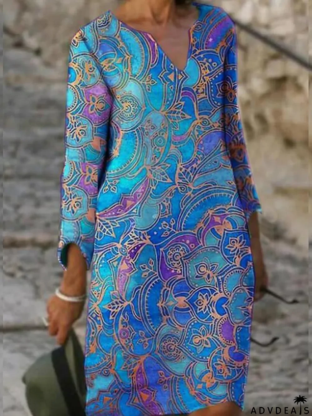 Women's Shift Dress Knee Length Dress Long Sleeve Print Fall Spring Casual Dress