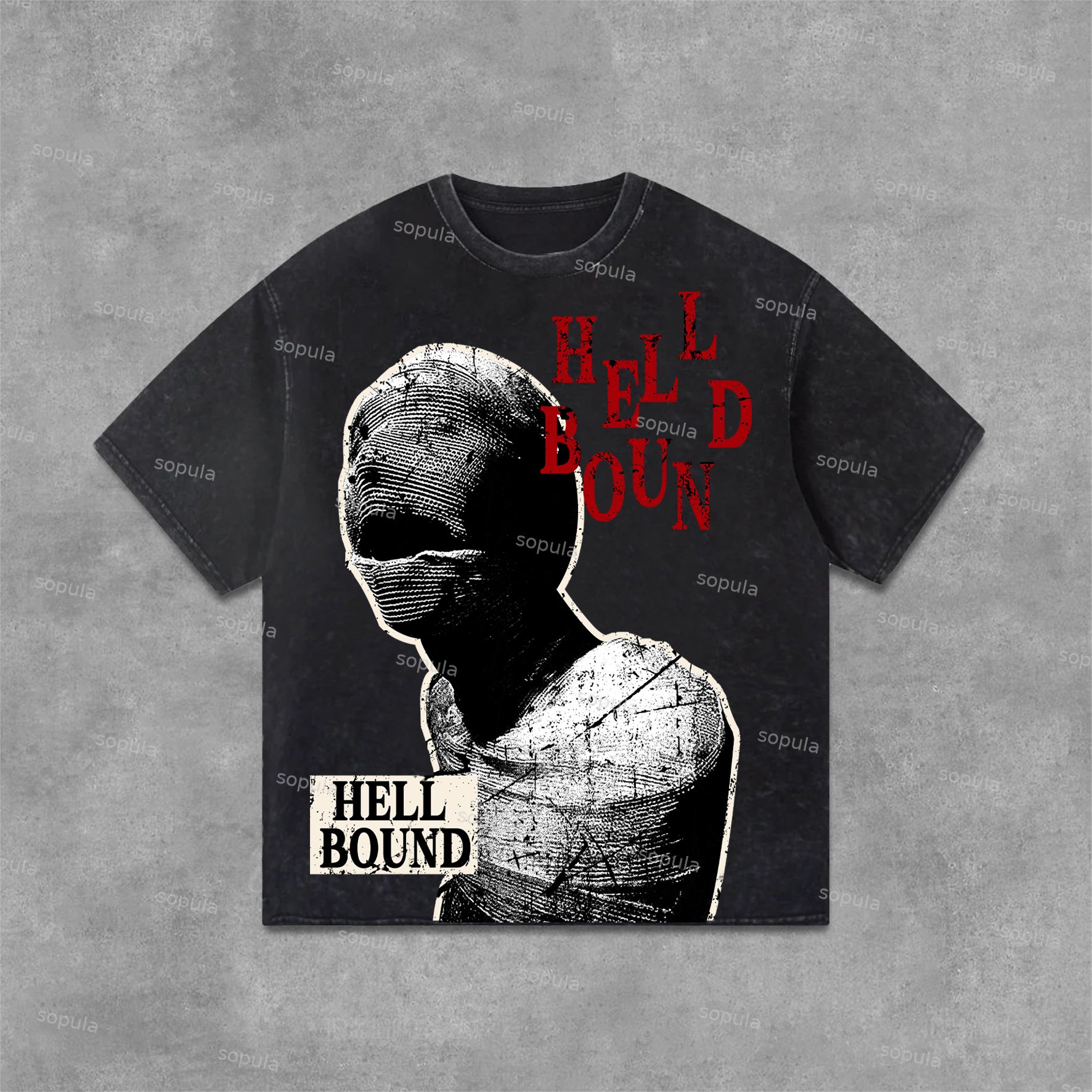 Mummy Casual Punk Street Graphic Print Acid Washed T-Shirt - SOPULA