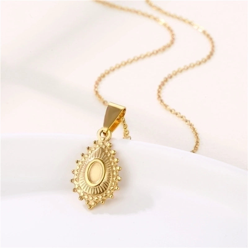Stainless Steel Titanium Steel 18K Gold Plated Shiny Plating Inlay Rabbit Angel Snake Zircon Pendant Necklace