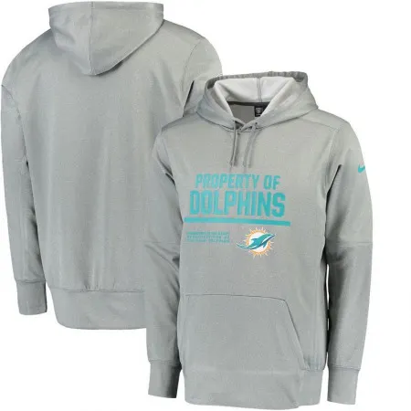 Men's Miami Dolphins  Gray Circuit Property Of Performance Pullover Hoodie