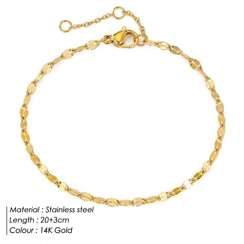 Korean Style Geometric Stainless Steel Plating Inlaid Gold 14K Gold Plated Women’S Anklet