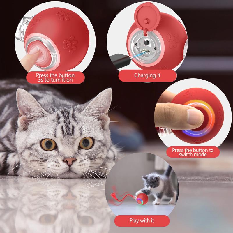SPOVEN Cat&Dog Toy - Interactive USB Rechargeable  Ball Toy on Rug with Bird Chirping, Anti-Depression Fun Gift for Cats & Dogs 4