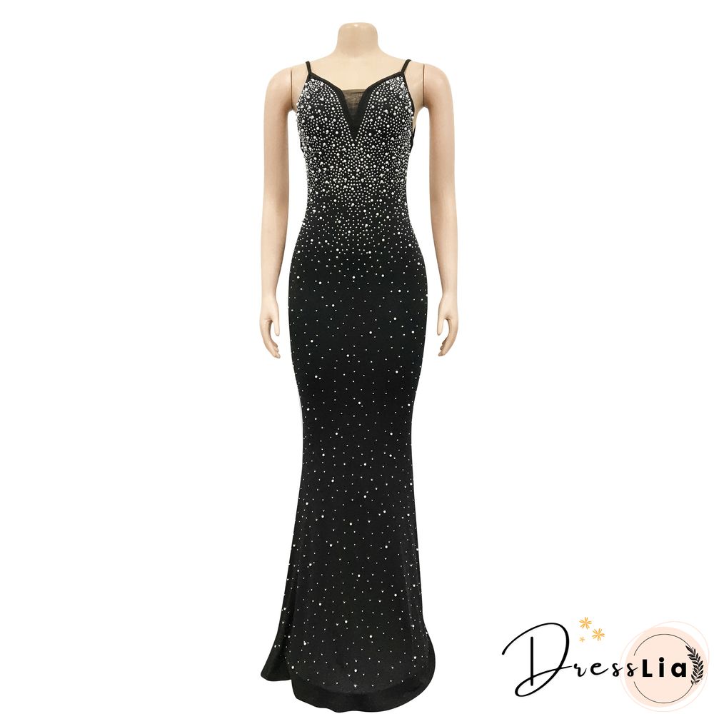 Felyn New Arrival Famous Brand Dress Solid Beading Spaghetti Strap Sexy Celebrity Party Maxi Dress Vestidos