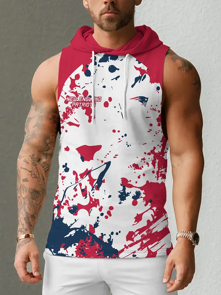 New England Patriots Men's  Casual Comfy Sleeveless Hooded Tank Top