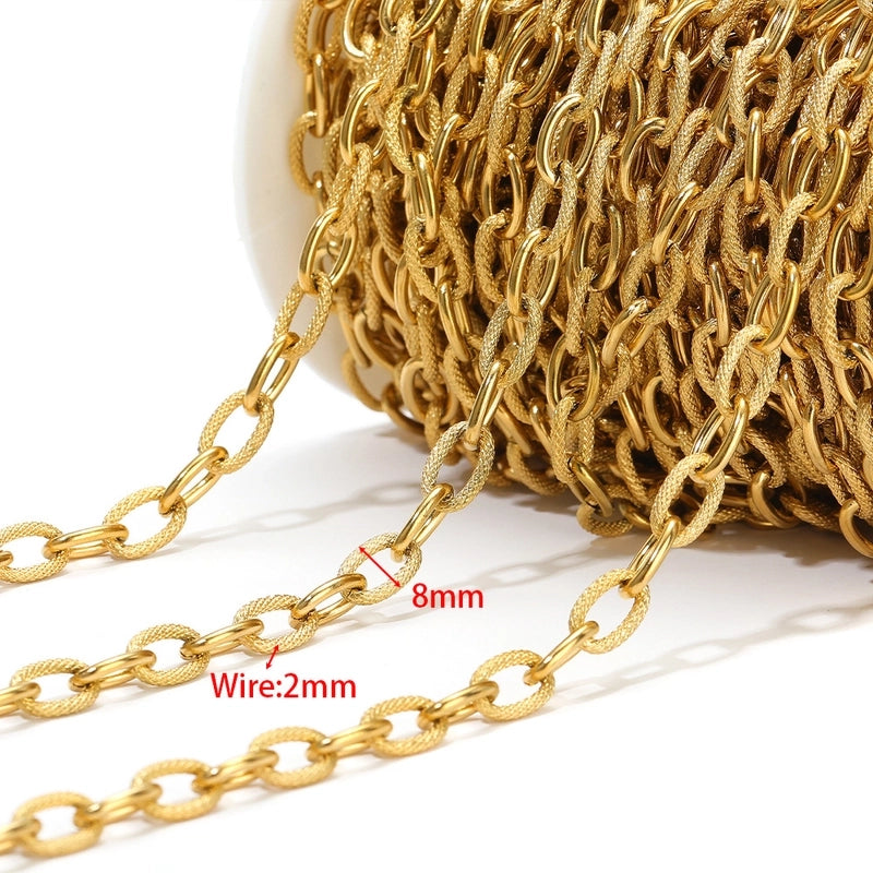 1 M Per Pack 304 Stainless Steel 18K Gold Plated 7 * 17mm Jewelry Accessories Chain