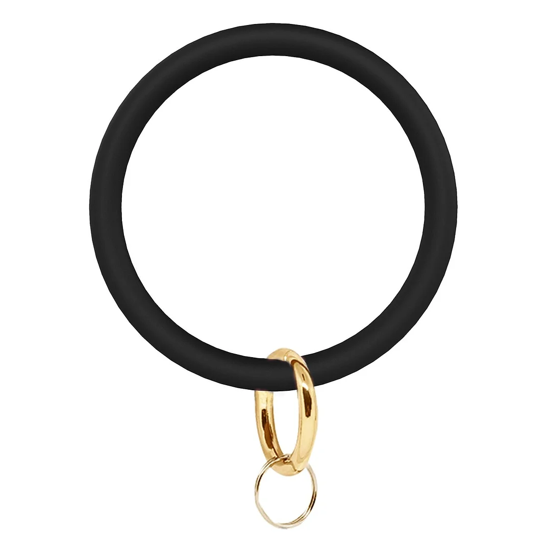 Dvacaman Hot Sale Big O Shaped Silicone Loop Wrist Key Ring Keychain with Gold O Clasp Round Key Wrist Strap Accessory Wholesale