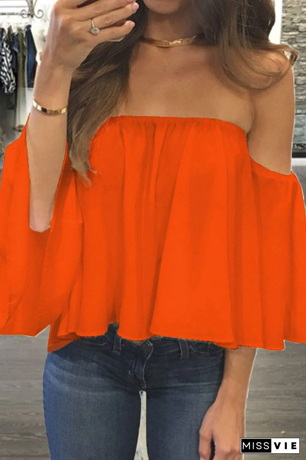 Fashion Casual Solid Patchwork Strapless Tops(8 Colors)