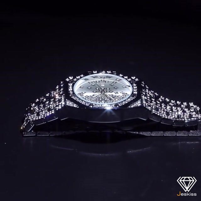 Iced Out Octagonal Full Rhinestone Star Waterproof Quartz Watch