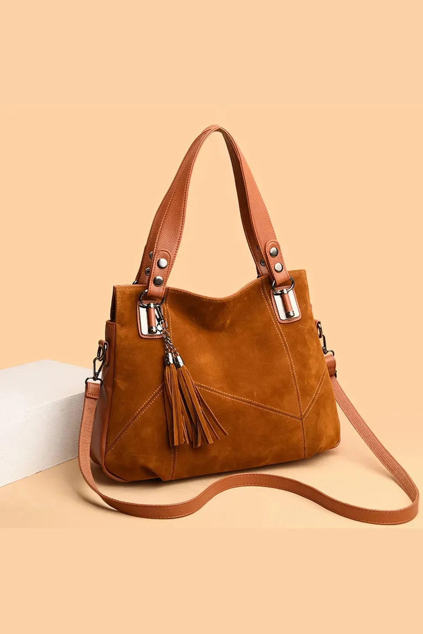 Women's Suede Tote Bag &ndash; Convertible Shoulder to Crossbody