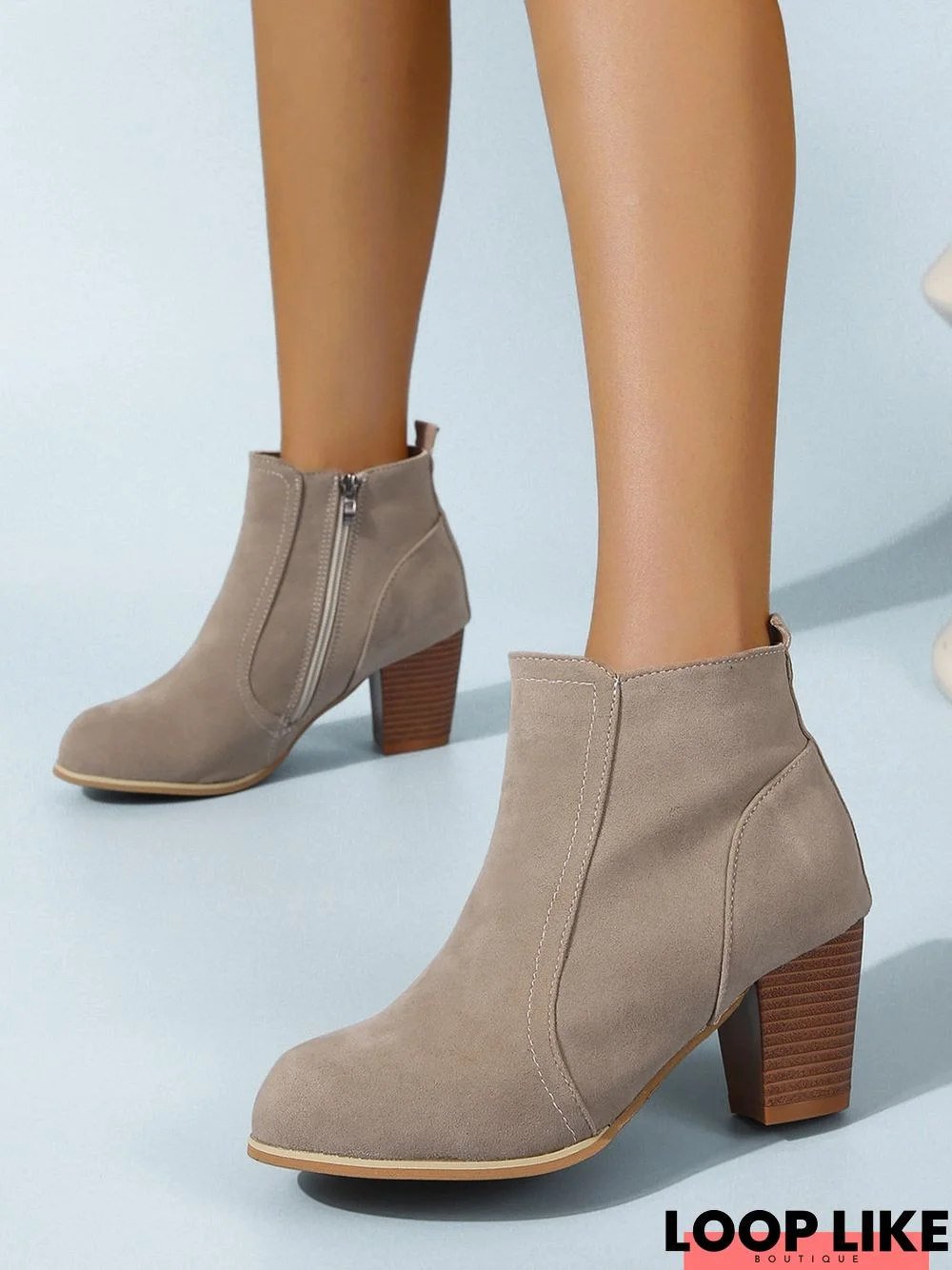 Casual Anti-Suede Chunky Heel Booties