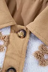 Women's Warm Flower Pattern Button Up Fleece Jacket Coat