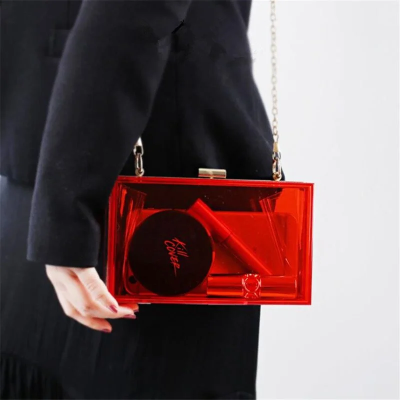 Transparent Ladies Bag 2021 Acrylic Color Box Brand Ladies Evening Dress Portable Messenger Bag Wedding Female Clutch Bag