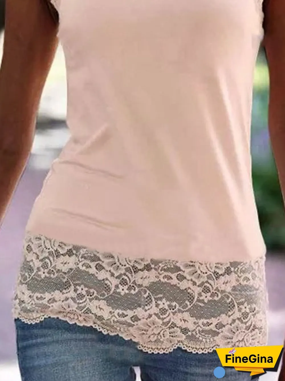 Vintage Sleeveless Solid Lace Plus Size Casual Vest Tops