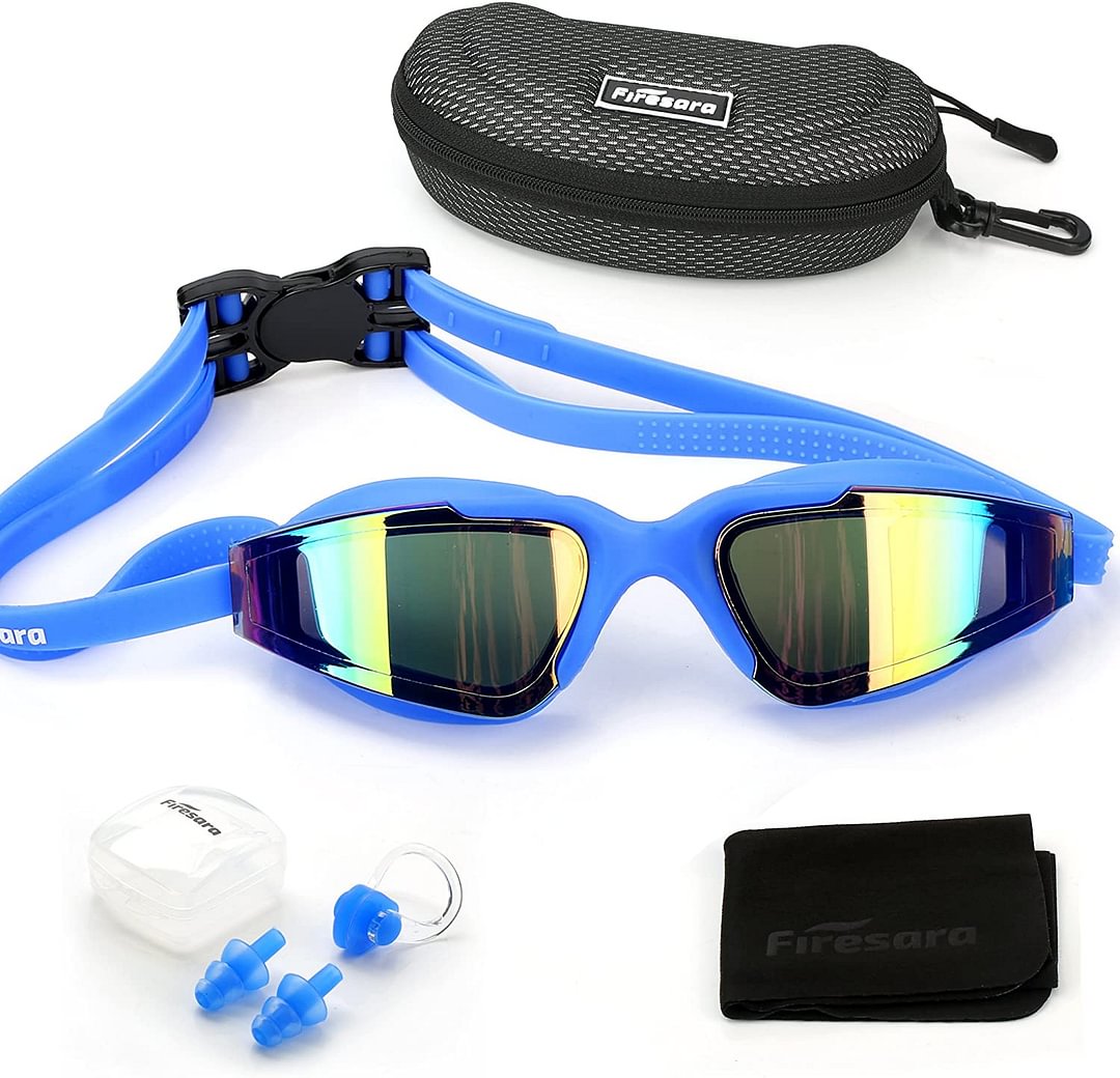 Swim Goggles, Swimming Goggles UV Protection Anti Fog No Leaking Large Frame Wide View Pool Goggles