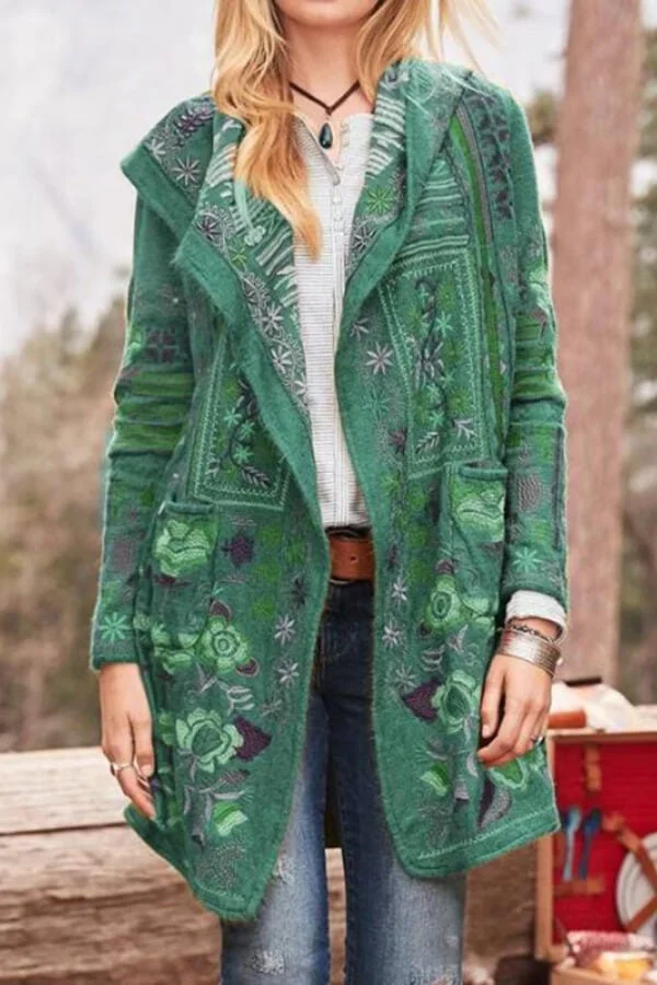 Fashion Casual  Floral Print Coat