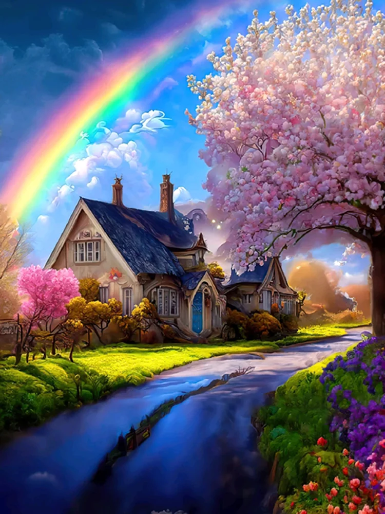 Fantasy Rainbow Scenery 40*50CM(Canvas) Diamond Painting gbfke