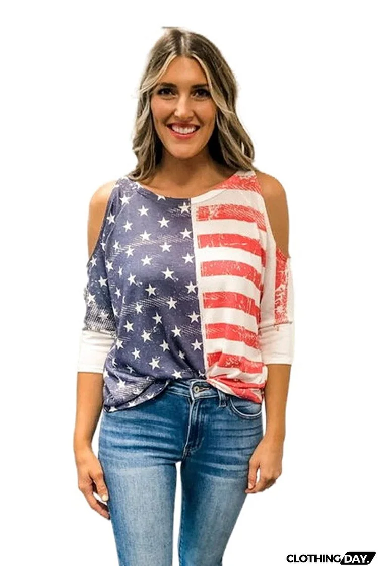 Stars and Stripes Cold Shoulder Top