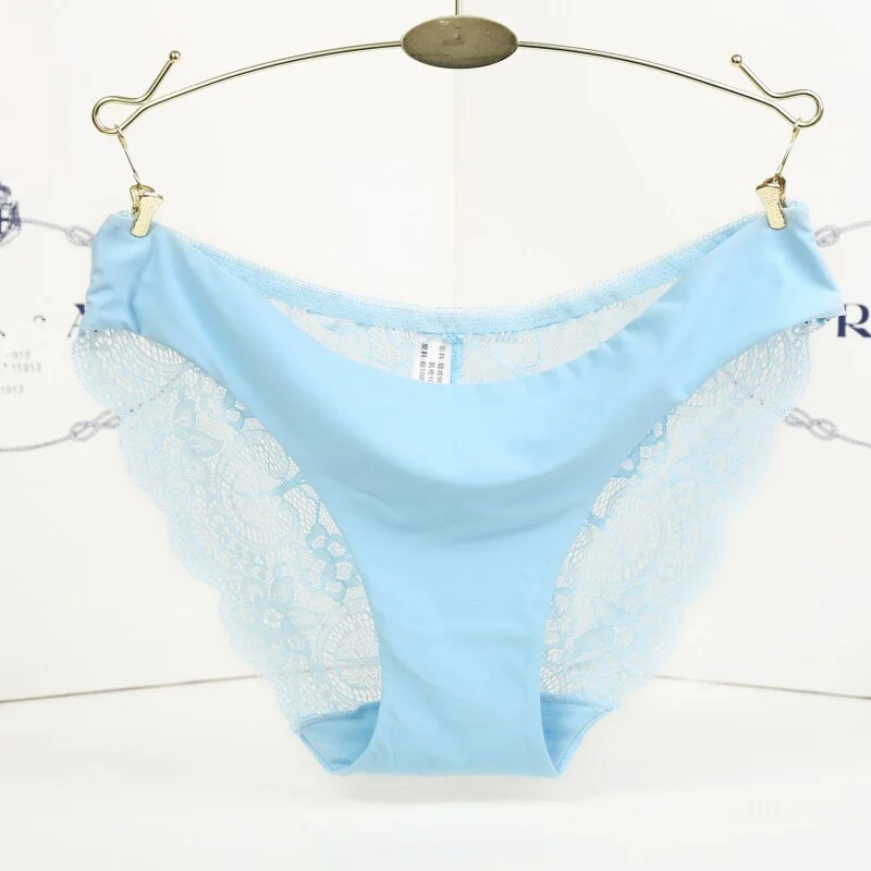 Billionm Women's Sexy Lace Panties Seamless Underwear Leopard Ice Silk for Girl Bikini Cotton Crotch Transparent Lingerie