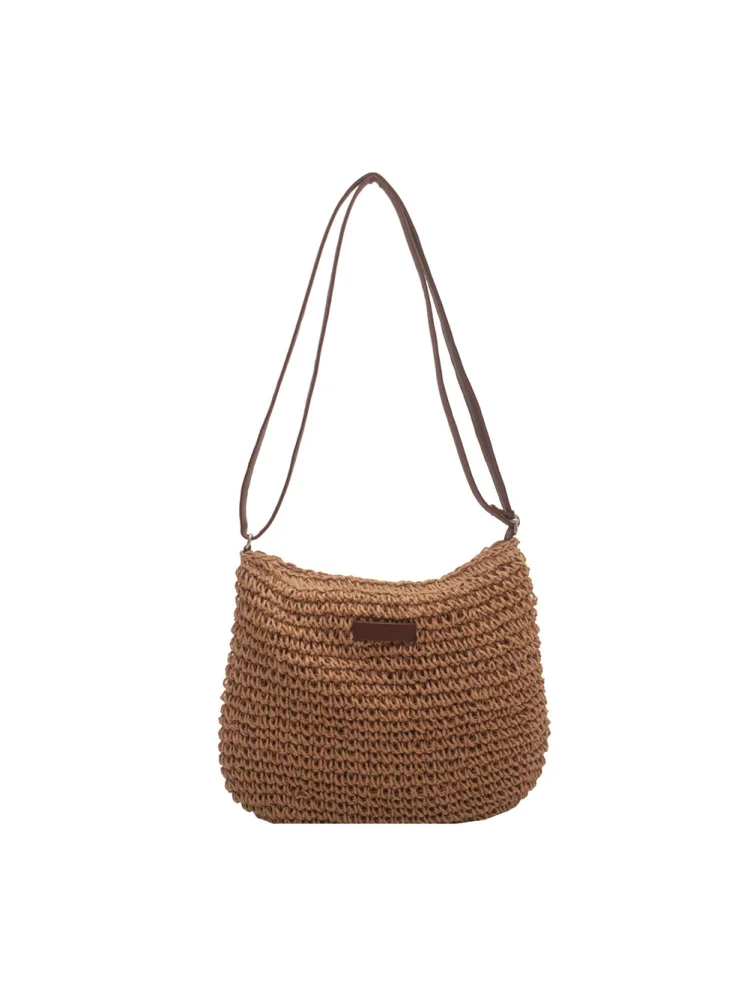 Summer Straw Crossbody Bag Women Beach Holiday Woven Shoulder Handbag Purse