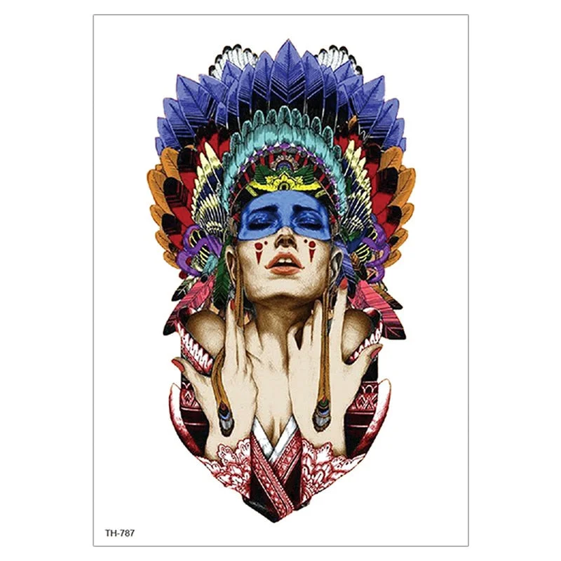 Waterproof TemporaryTattoo Sticker For Men Women Tiger Wolf Death Skull Temporary Tattoo Fake Henna Skeleton King Animal Tatoo