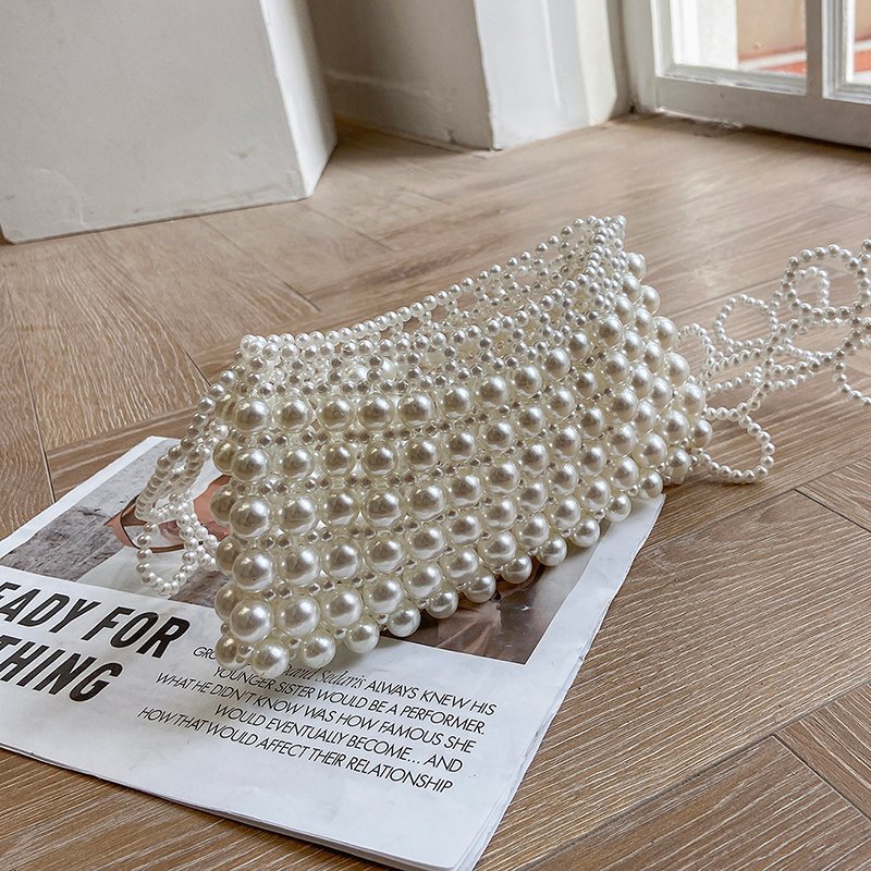 Pearl woven white bag