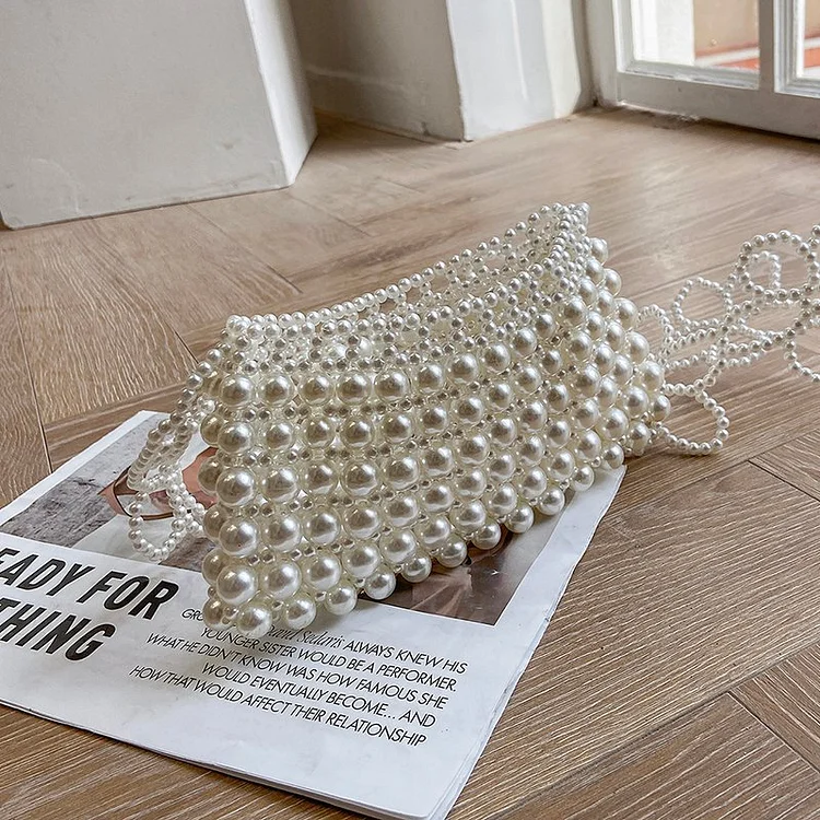 Pearl woven white bag