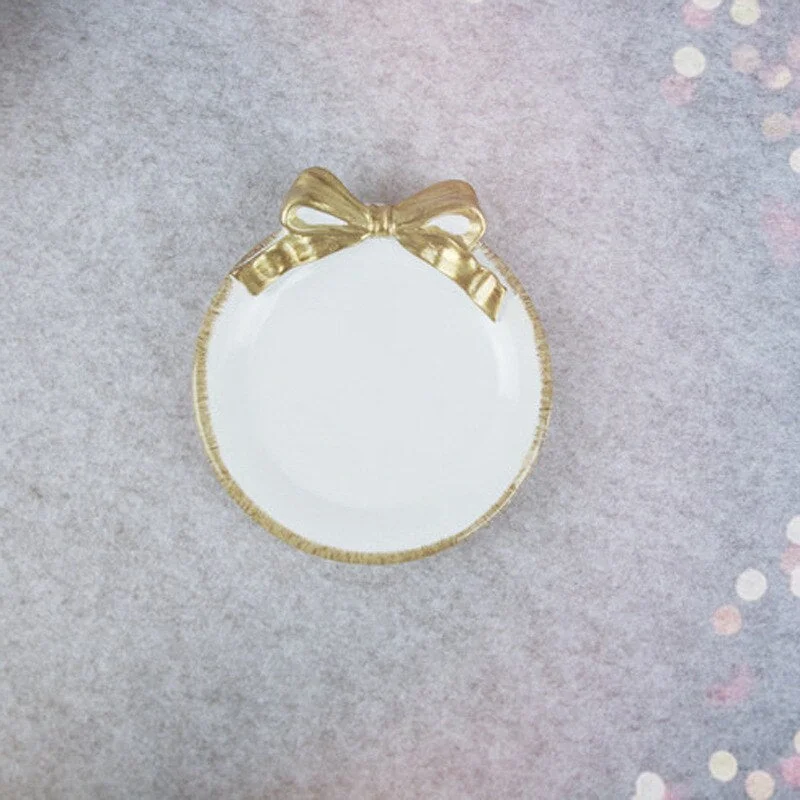 1PCS Resin rectangle Bowknot plates ice cream bowls Decoration Crafts Snack candy storage tray Jewelry dish Snack dish Gifts