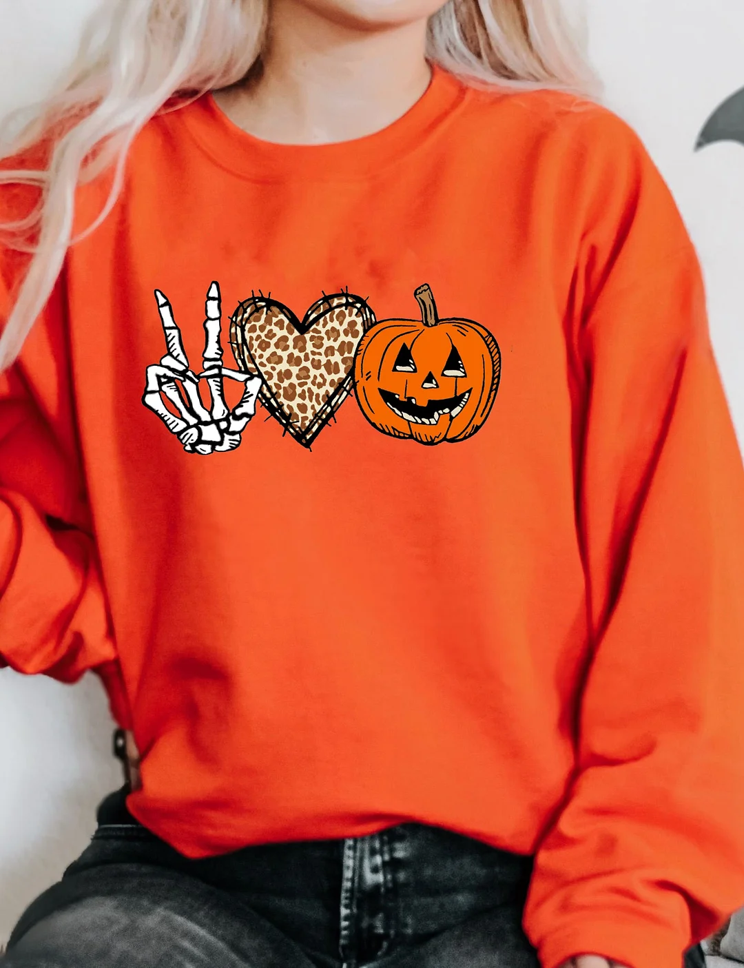 Peace Love Pumpkin Halloween Sweatshirt