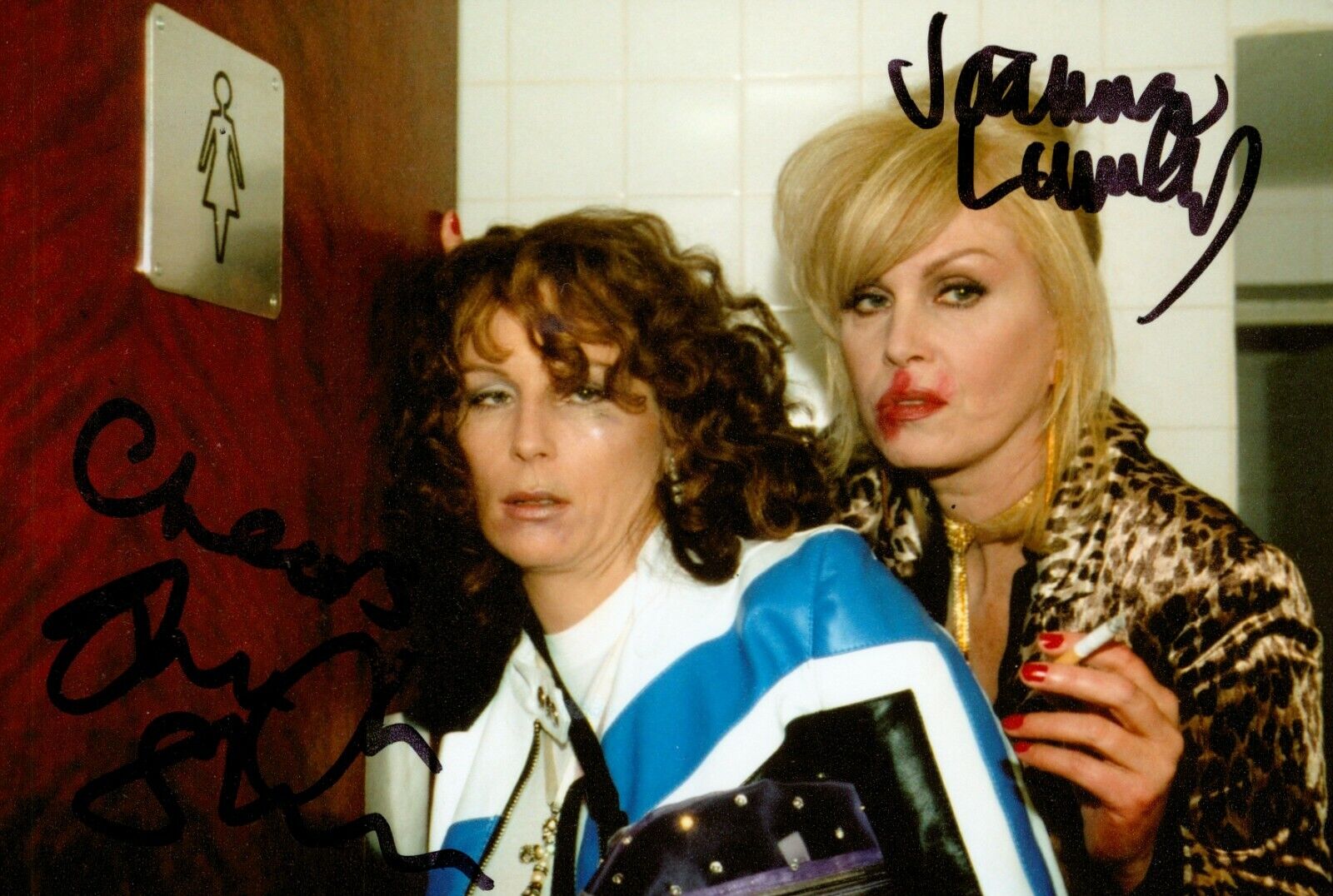 Jennifer Saunders Joanna Lumley Signed 6x4 Photo Poster painting Ab Fab Genuine Autograph + COA