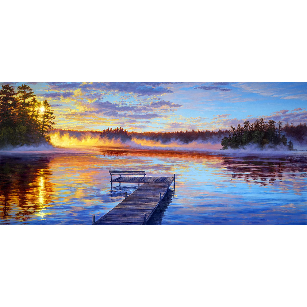 

Sunset Lake - Round Drill Diamond Painting - 80*40CM (Big Size), 501 Original
