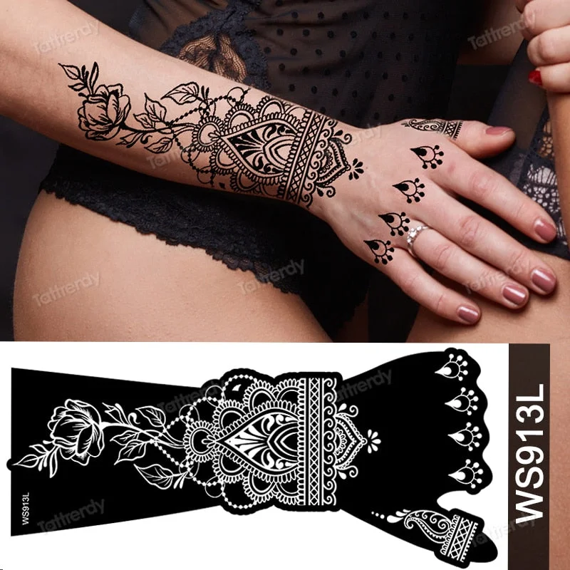 1 Sheet Flower Lace Henna Stencil Body Art Temporary Tattoo Sticker Airbrush Print Stencil Stamp Plates Template Mandala Wedding