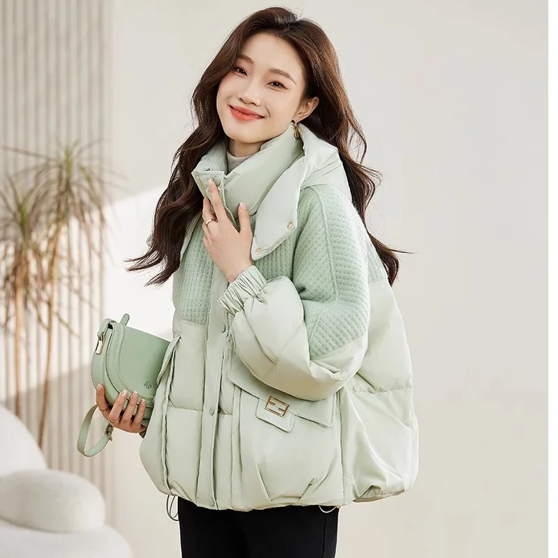 Woherb 2024 New Cotton Clothes Female Winter Short Korean Version Loose And Thick Small Padded Clothes Cotton-Padded Jacket Advanced Sense Coat Tide-Outfit Ideas