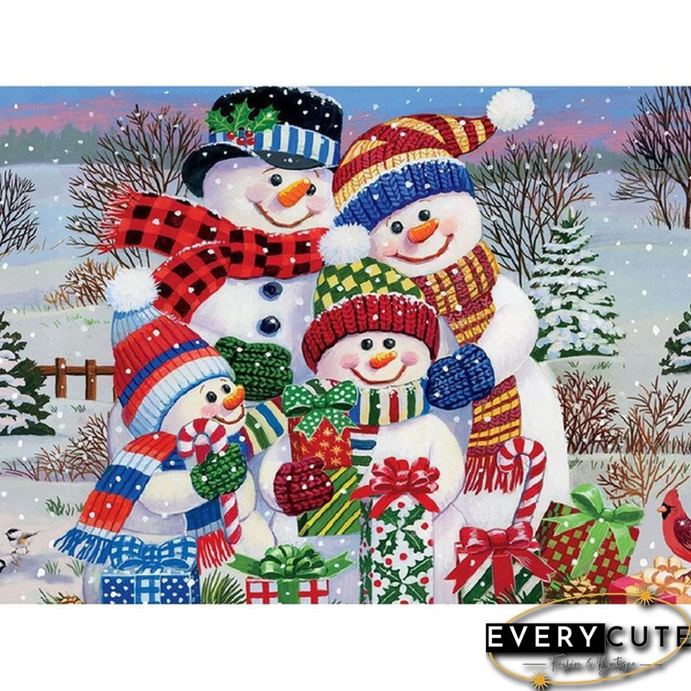 DIY 5D Christmas Snowman Diamond Painting Full Drill with Number Kits Home and Kitchen Fashion Crystal Rhinestone Cross Stitch Embroidery Paintings Canvas Pictures Wall Decoration Gifts Arts and Crafts for Adults and Kids