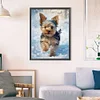 Petit Yorkie Dans La Neige Complète Rond Diamant Peinture 30X40CM