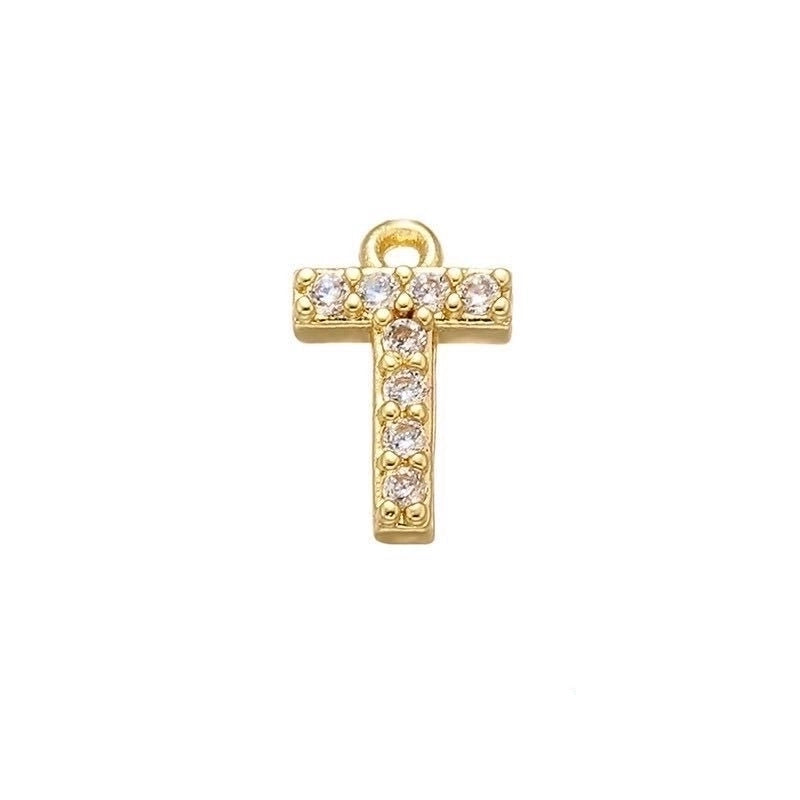 1 Piece 925 Sterling Silver Zircon 22K Gold Plated Rhodium Plated Letter Pendant Charms