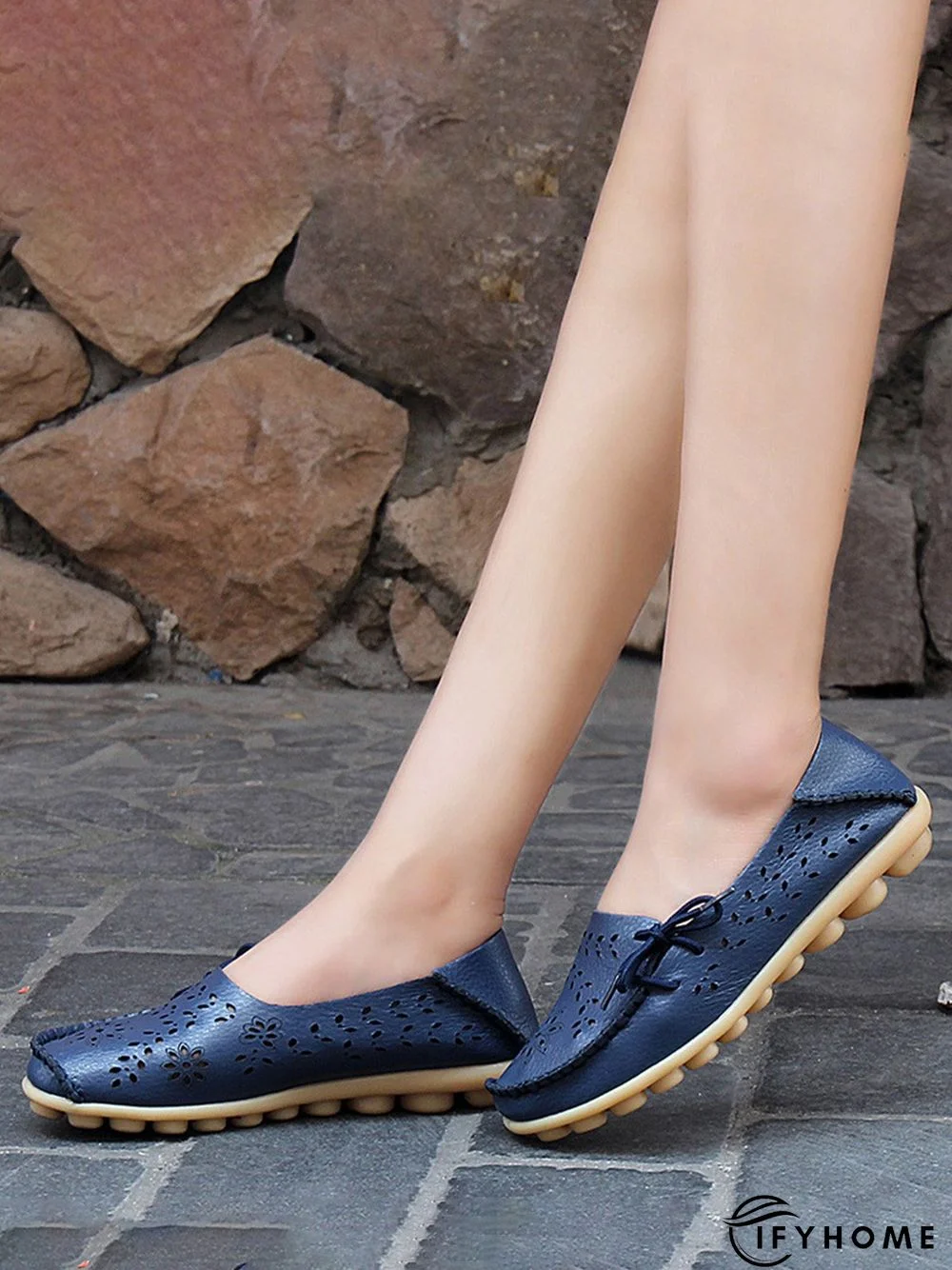 Cowhide Hollow Lace-up Portable Shoes | IFYHOME