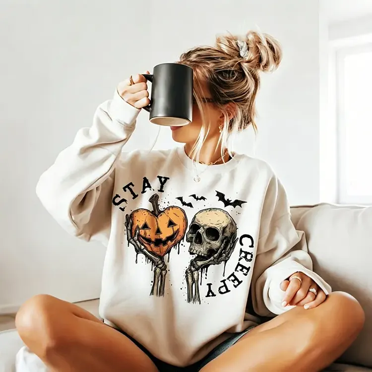 Women's Skeleton Hand Sweatshirt, Retro Grunge Graphic Dripping Heart Printed Tshirt, Sweatshirt, Hoodie Cute Top for Women