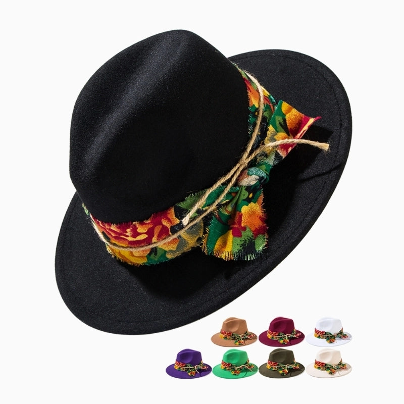 Unisex Casual Elegant Solid Color Flat Eaves Fedora Hat