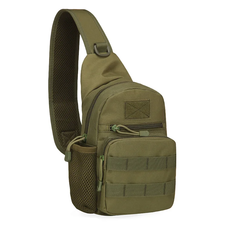 Men Chest Sling Molle Bags Outdoor Hiking Shoulder Backpack (Army Green)