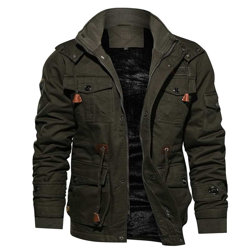 Men's Winter Fleece Jacket Warm Hooded Coat Thermal Thick Outerwear Male Military Jacket 