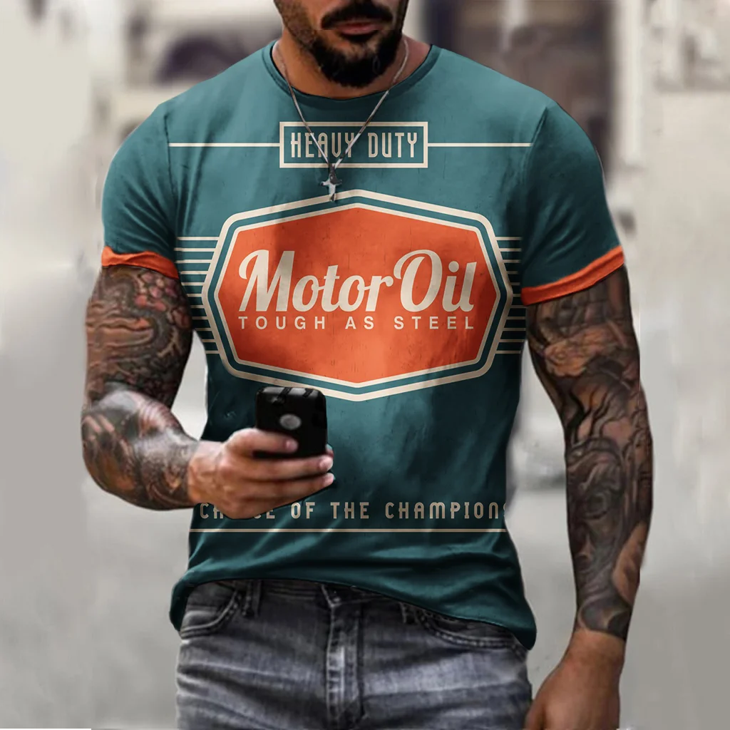 Retro engine oil print T-shirt / [viawink] /
