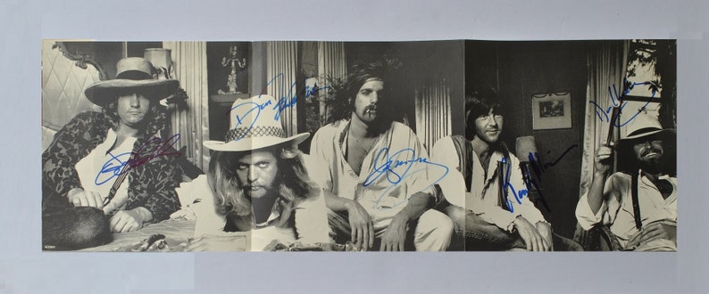 THE EAGLES BAND Signed Poster X5 Glenn Frey, Don Henley, Don Felder, Joe Walsh, Randy Meisner wcoa