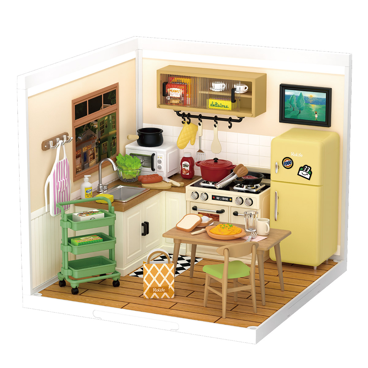 Rolife Happy Meals Kitchen DIY Plastic Miniature House DW008