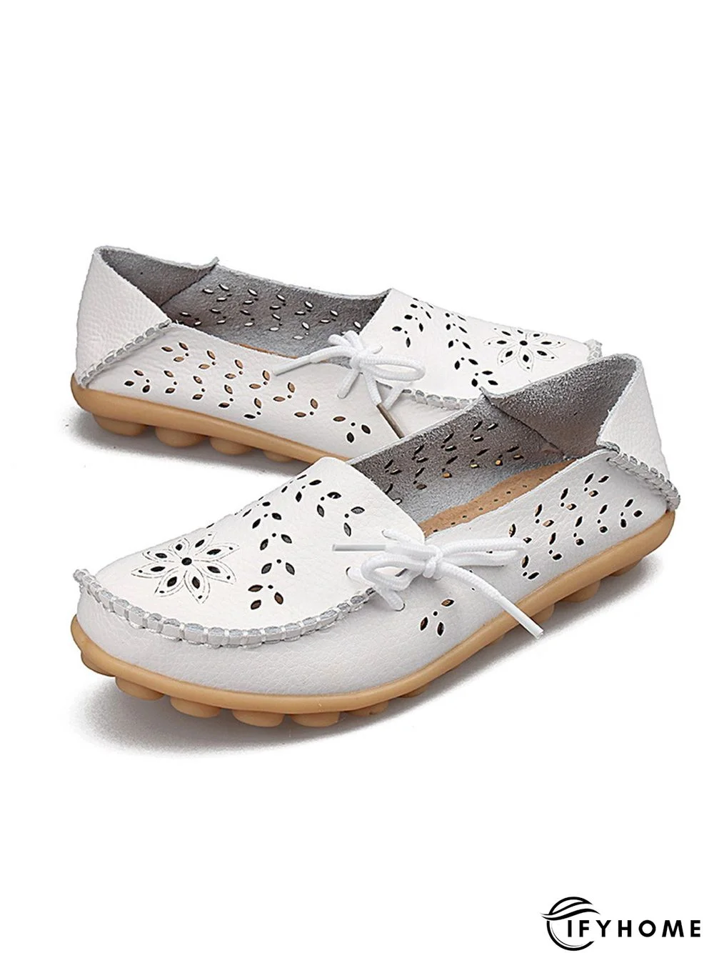 Cowhide Hollow Lace-up Portable Shoes | IFYHOME