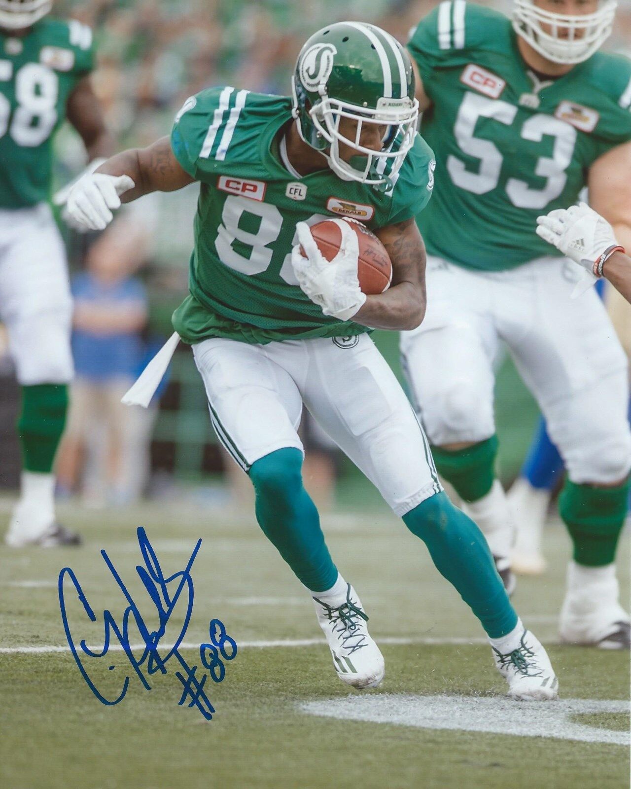 Caleb Holley Signed 8x10 Photo Poster painting Saskatchewan Roughriders Autographed COA B