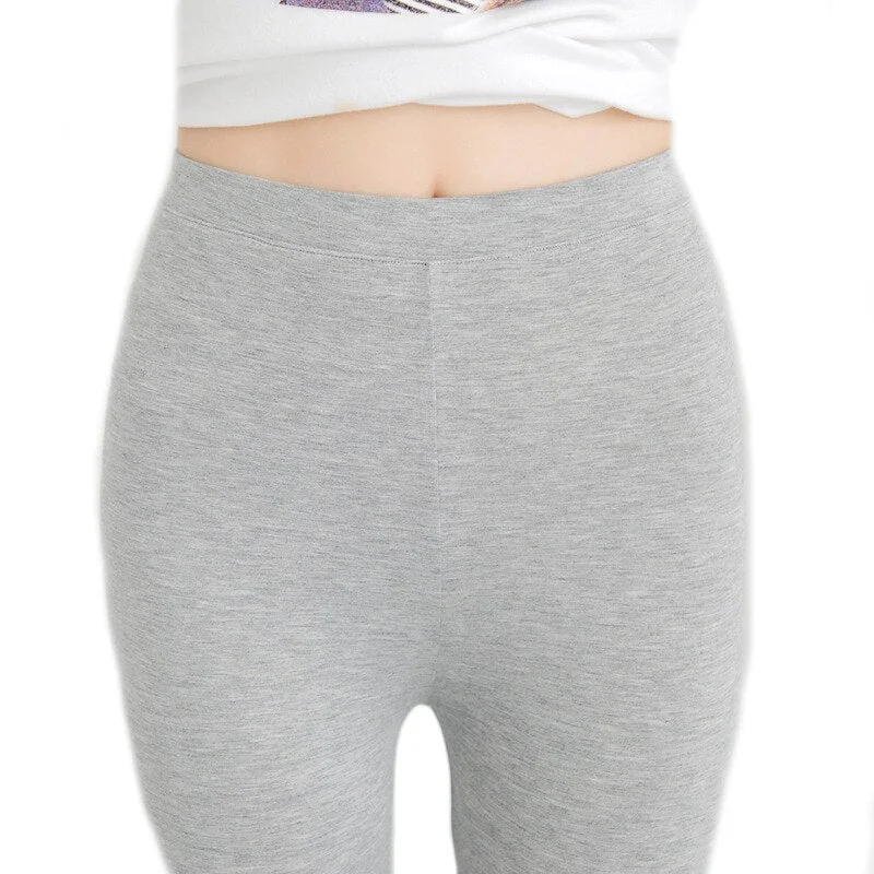 CUHAKCI Women Leggings Stretch Modal High Waist Legging Comfortable Elastic Skinny Pants Sporting Black White Fitness Leggins