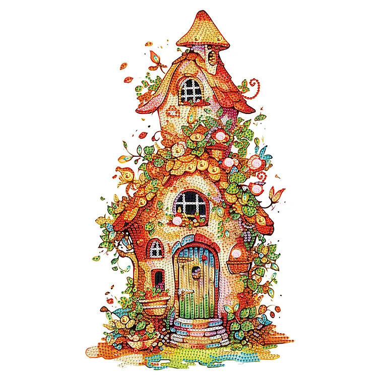 Green Leaf House 30*50CM(Canvas) Special Drill Diamond Painting gbfke