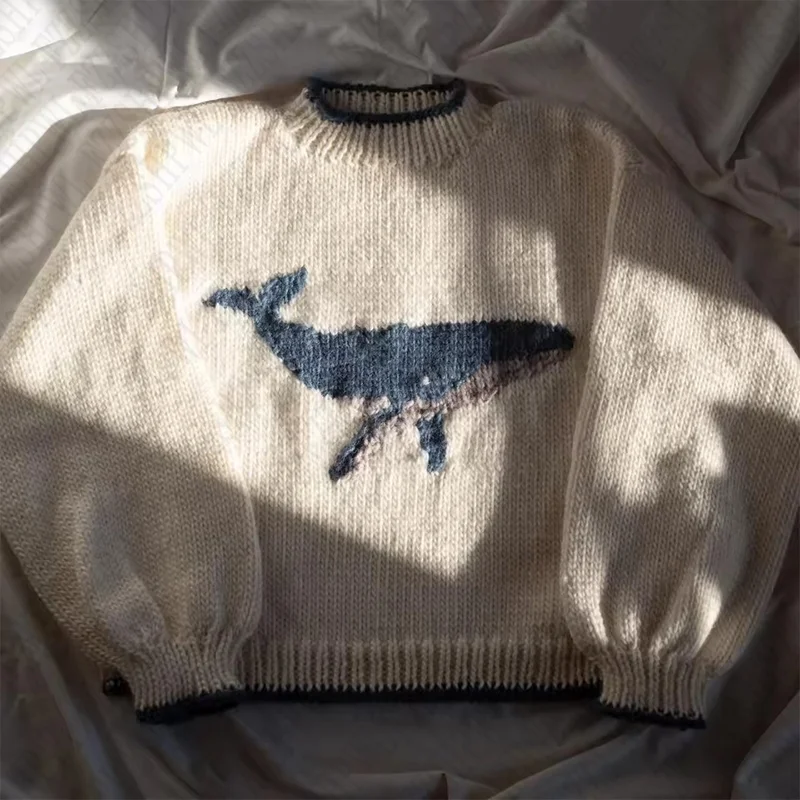 Aonga Harajuku animal pattern vintage knitted long sleeve sweater silm Y2K tops urban emo girl rock grunge punk casual women's sweater aonga
